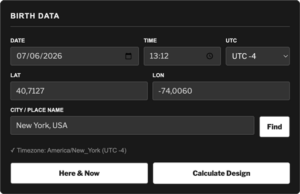 Icosmo Human Design - Input Panel