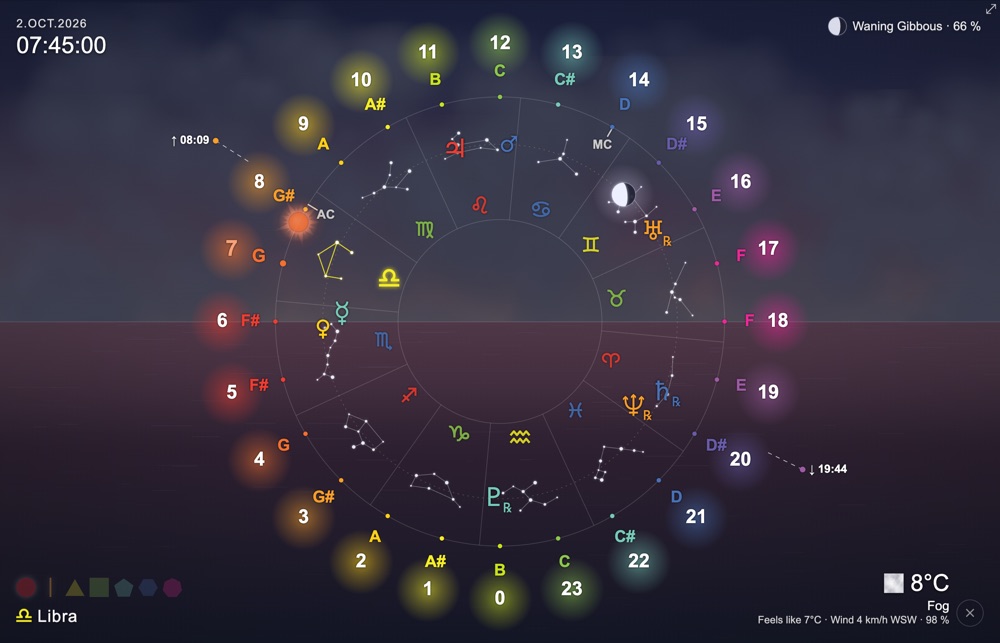 Icosmo Sky Clock: fog before sunrise